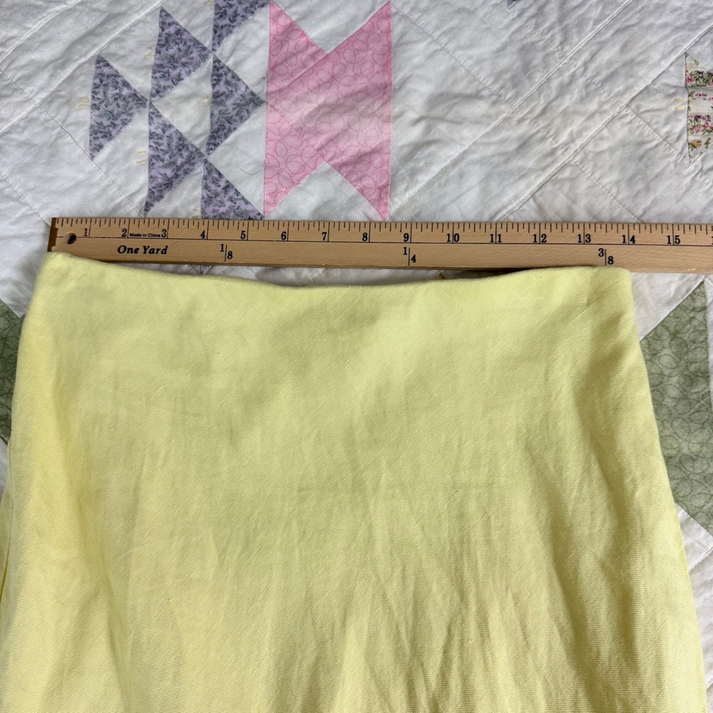 Anthropologie Yellow Linen Blend Maxi Skirt Small Elastic Waist Column Skirt - Picture 7 of 9
